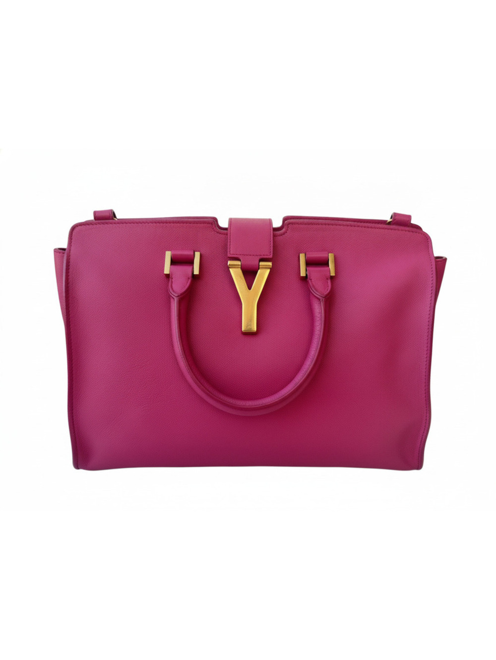 Saint Laurent Large Pink Leather Sac De Jour Tote Bag with Gold Y Logo